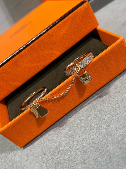 [Panda Jewelry]HM KELLY CLOCHETTE DOUBLE RING IN  WITH DIAMONDS