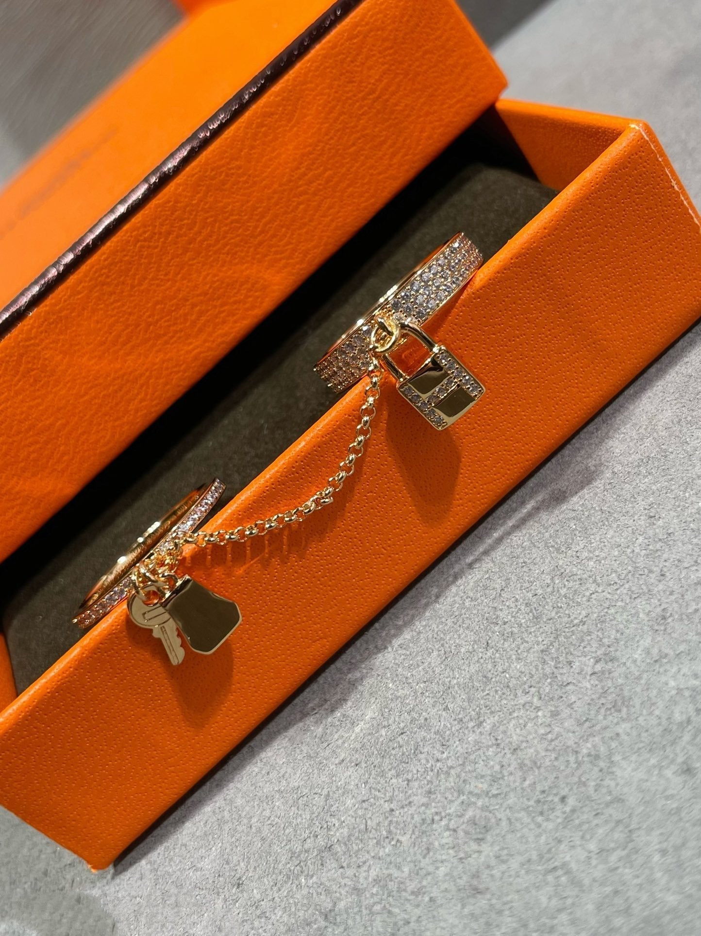 [Panda Jewelry]HM KELLY CLOCHETTE DOUBLE RING IN  WITH DIAMONDS