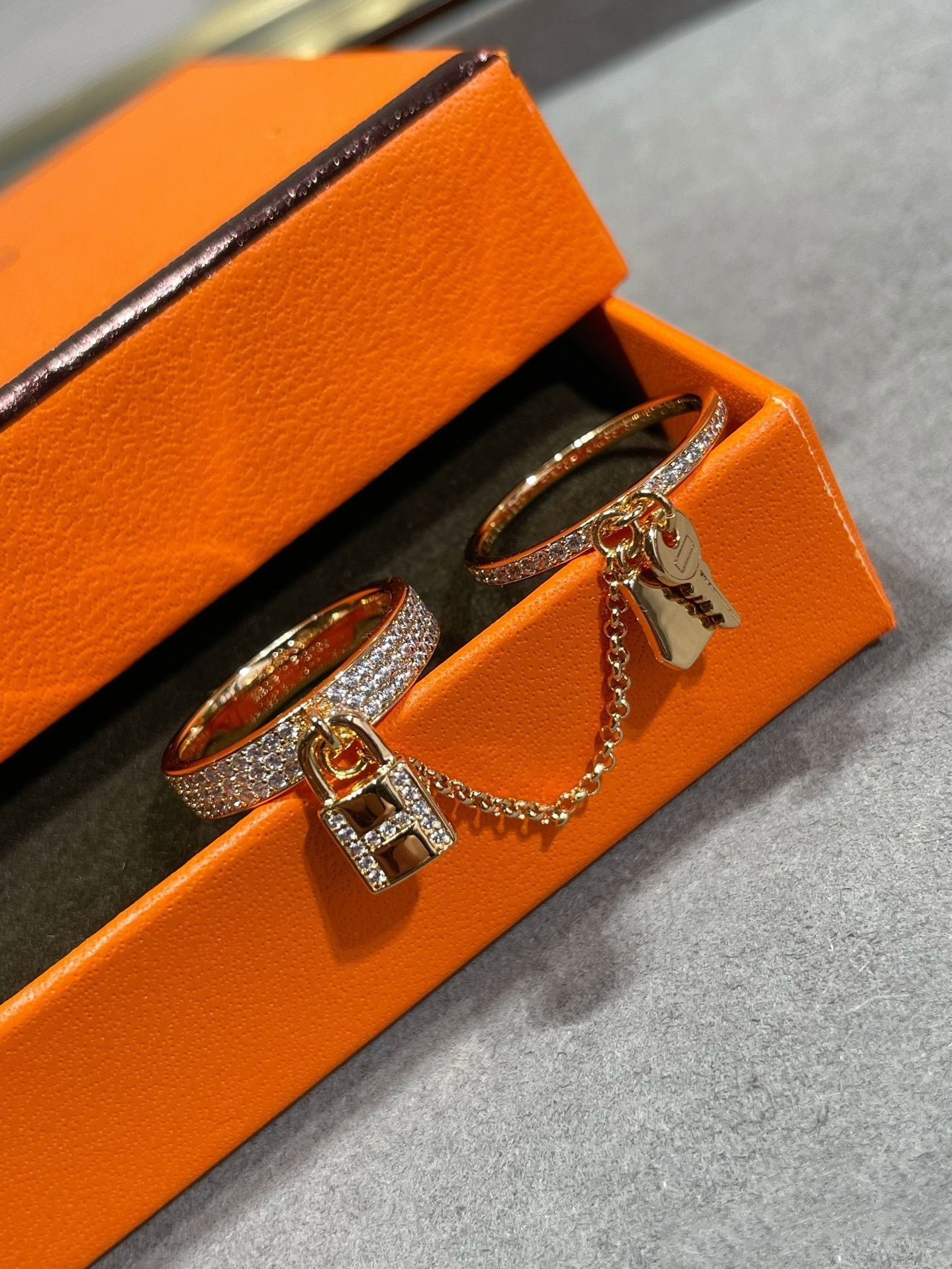 [Panda Jewelry]HM KELLY CLOCHETTE DOUBLE RING IN  WITH DIAMONDS