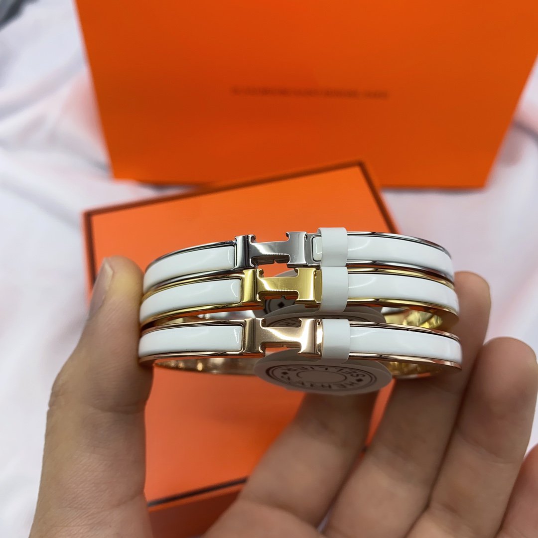 [Panda Jewelry]CLASSIC HM CLIC WHITE 8MM ENAMEL BRACELET