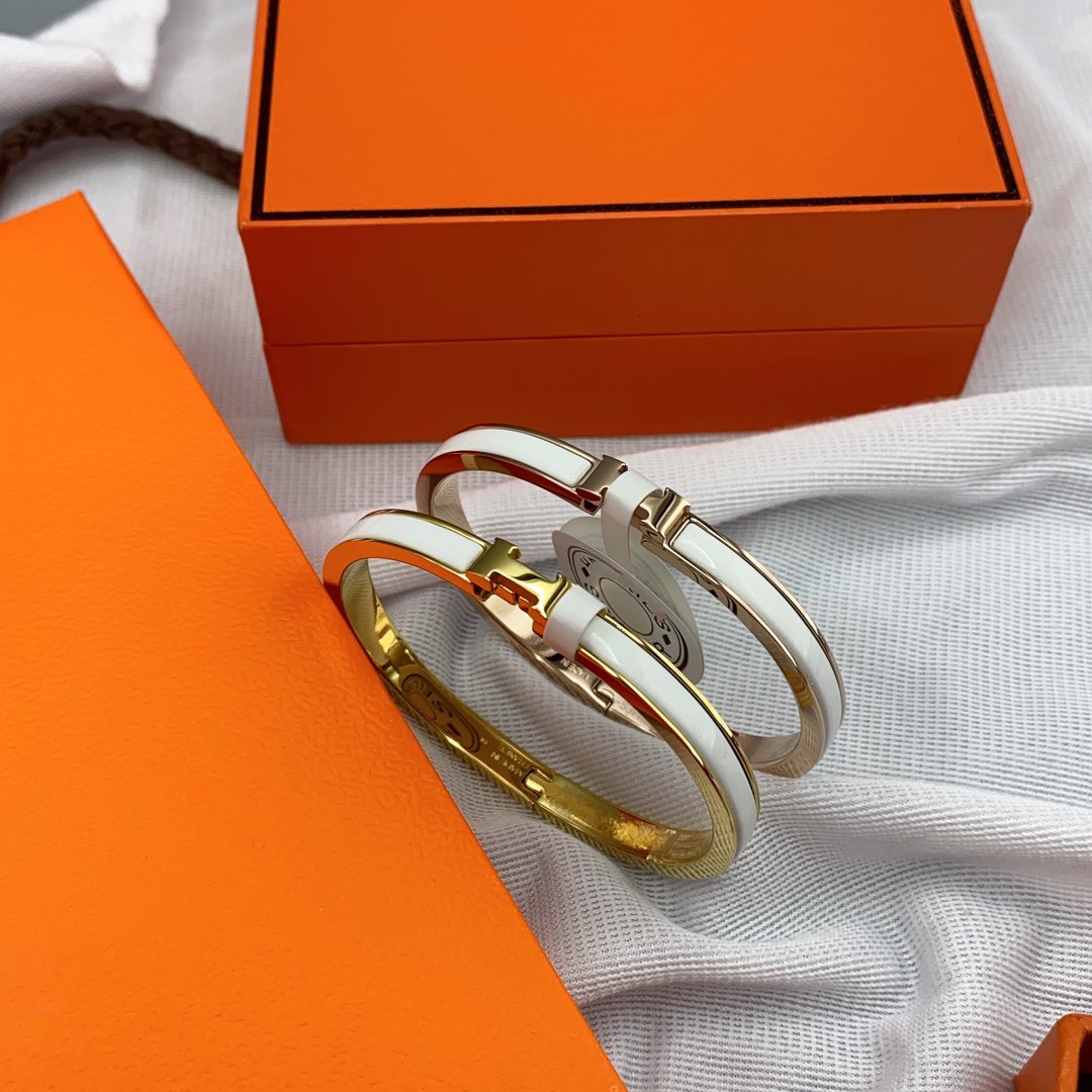 [Panda Jewelry]CLASSIC HM CLIC WHITE 8MM ENAMEL BRACELET
