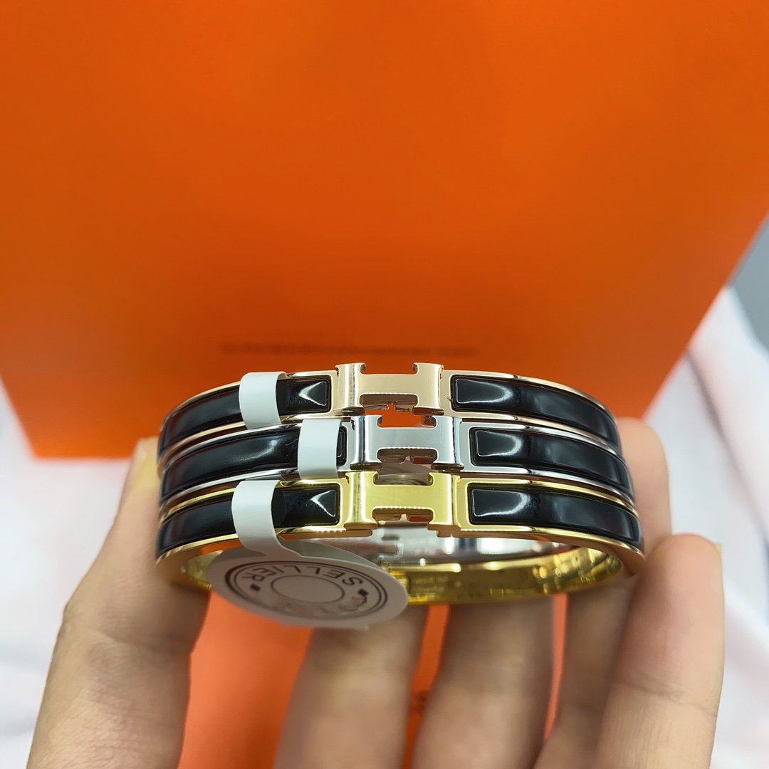 [Panda Jewelry]CLASSIC HM CLIC BLACK 8MM ENAMEL BRACELET