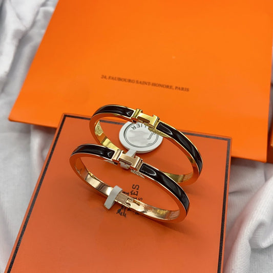 [Panda Jewelry]CLASSIC HM CLIC BLACK 8MM ENAMEL BRACELET