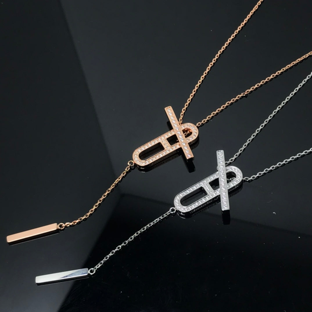 [Panda Jewelry]HM NECKLACE PLATINUM ROSE GOLD DIAMOND