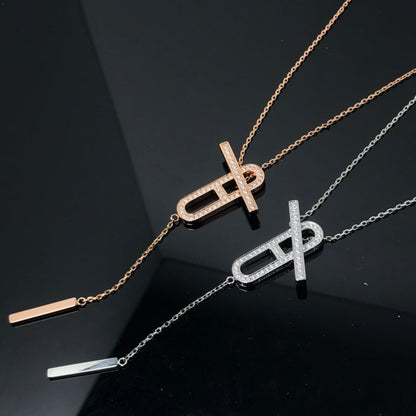 [Panda Jewelry]HM NECKLACE PLATINUM ROSE GOLD DIAMOND