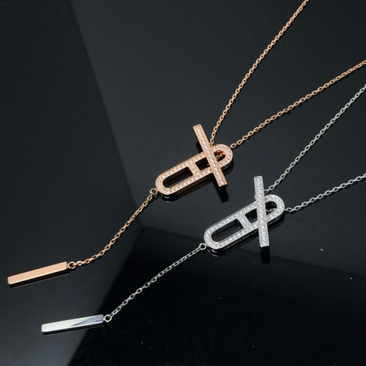 [Panda Jewelry]HM NECKLACE PLATINUM ROSE GOLD DIAMOND