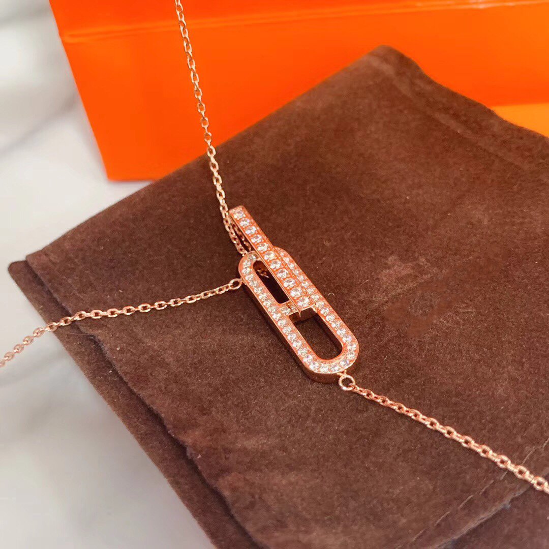 [Panda Jewelry]HM NECKLACE PLATINUM ROSE GOLD DIAMOND