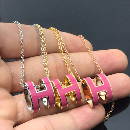 [Panda Jewelry]H NECKLACE PINK