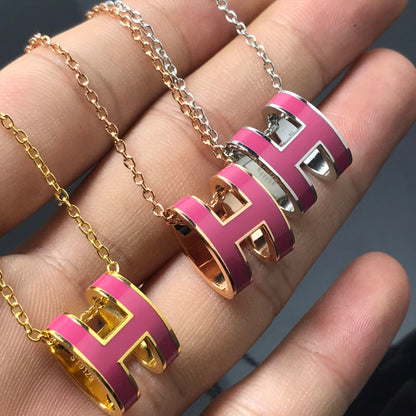 [Panda Jewelry]H NECKLACE PINK