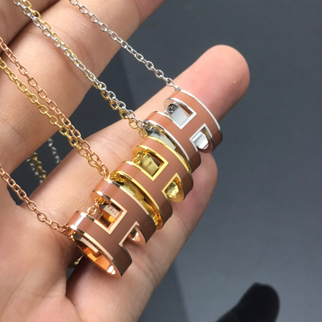 [Panda Jewelry]H NECKLACE BROWN