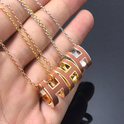 [Panda Jewelry]H NECKLACE BROWN