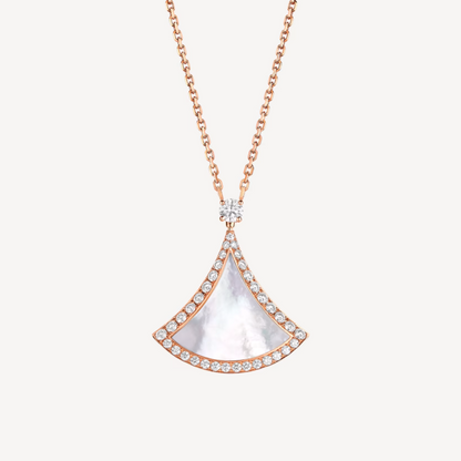 [Panda Jewelry]DREAM MOP DIAMOND PAVED PINK GOLD NECKLACE