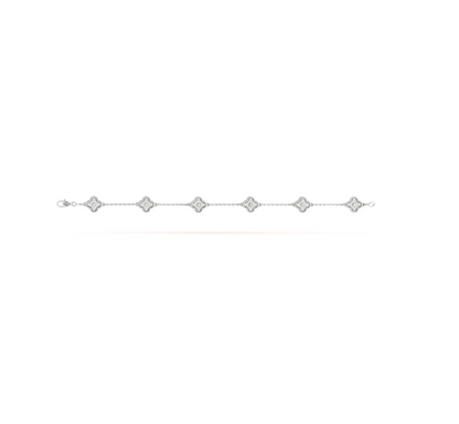 [Panda Jewelry]CLOVER 6 MOTIF SILVER DIAMOND BRACELET