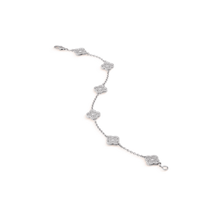 [Panda Jewelry]CLOVER 6 MOTIF SILVER DIAMOND BRACELET