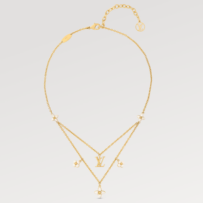 [Panda Jewelry]FLOWERGRAM GOLD MOP DOUBLE ROW NECKLACE