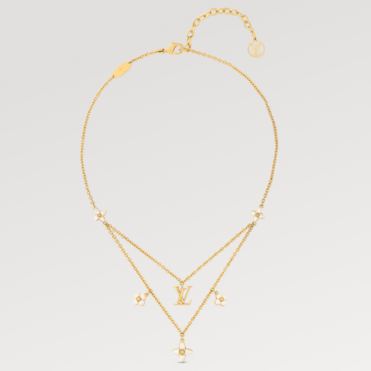 [Panda Jewelry]FLOWERGRAM GOLD MOP DOUBLE ROW NECKLACE