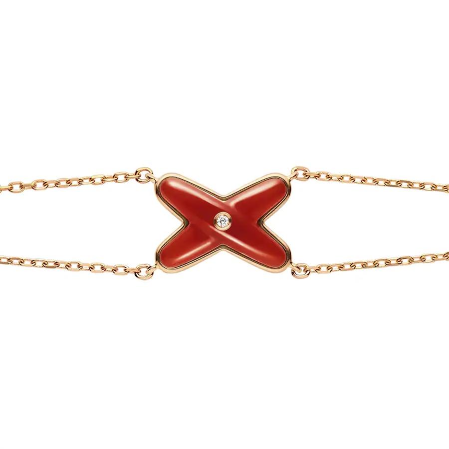 [Panda Jewelry]JEUX BRACELET CARNELIAN PINK GOLD 1 DIAMOND