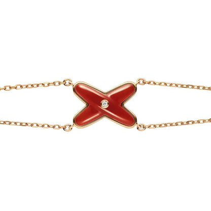 [Panda Jewelry]JEUX BRACELET CARNELIAN PINK GOLD 1 DIAMOND