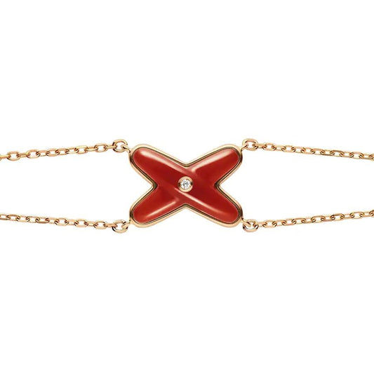 [Panda Jewelry]JEUX BRACELET CARNELIAN PINK GOLD 1 DIAMOND