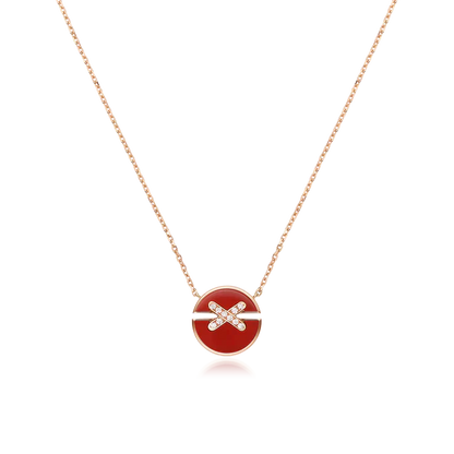 [Panda Jewelry]JEUX DE ROSE GOLD DIAMOND NECKLACE