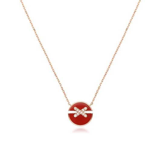 [Panda Jewelry]JEUX DE ROSE GOLD DIAMOND NECKLACE
