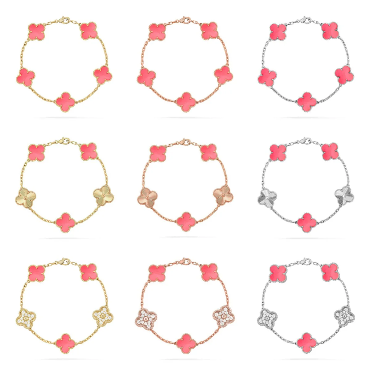 [Panda Jewelry] CLOVER 5 MOTIFS  PINK MOP BRACELET COLLECTION