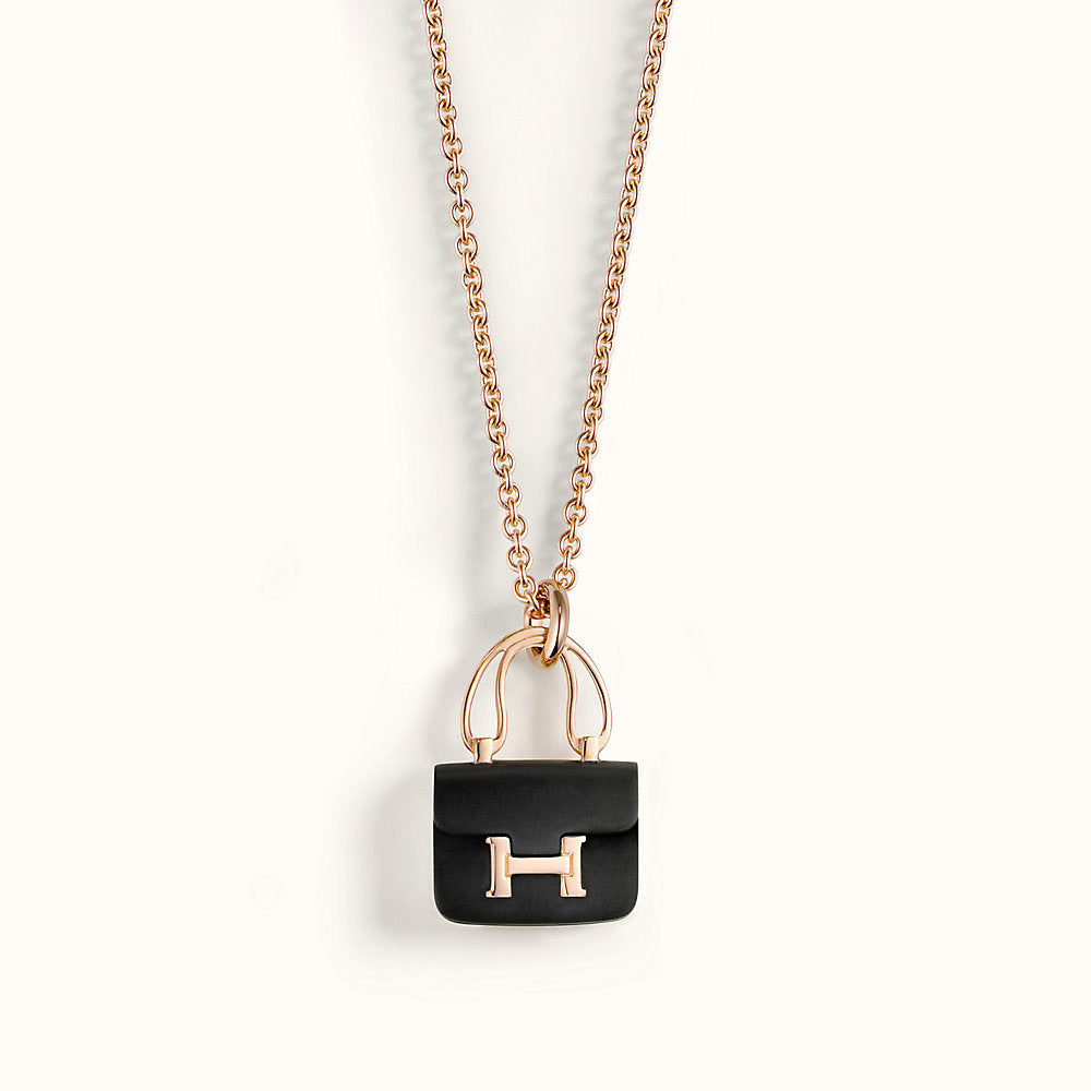 [Panda Jewelry]CONSTANCE BLACK PEDANT PINK GOLD NECKLACE