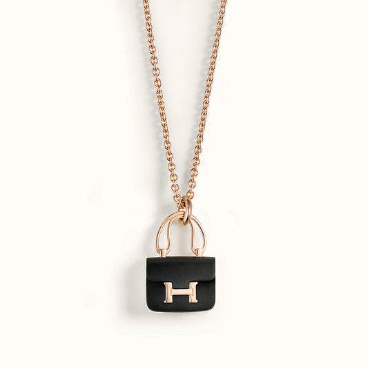 [Panda Jewelry]CONSTANCE BLACK PEDANT PINK GOLD NECKLACE