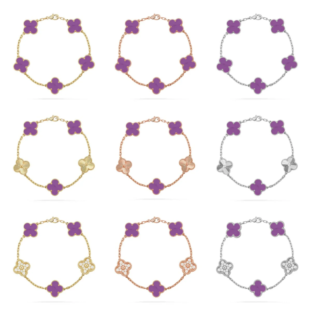 [Panda Jewelry] CLOVER 5 MOTIF VIOLET BRACELET COLLECTION