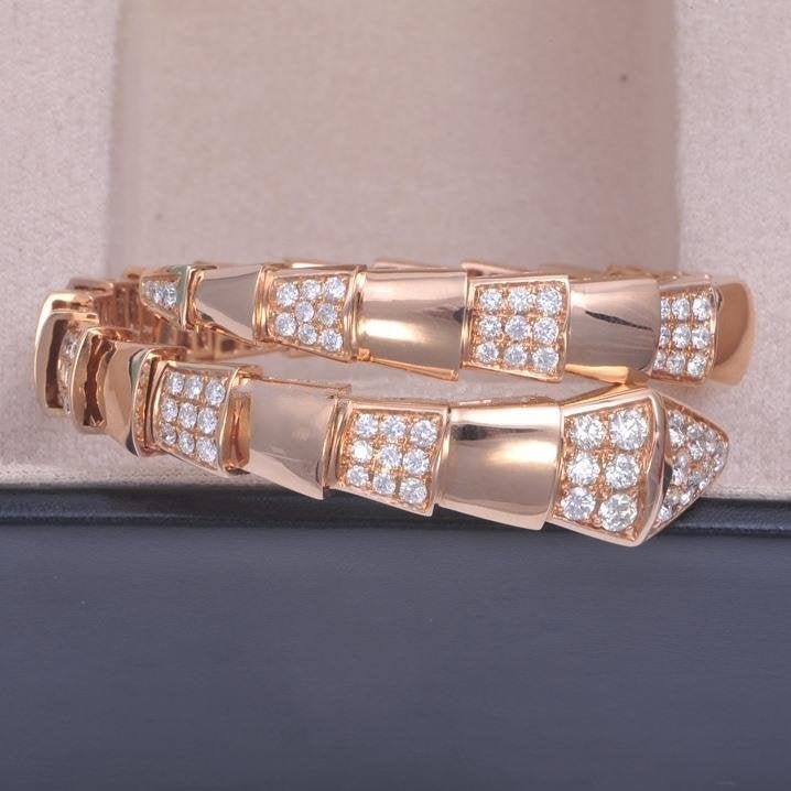 [Panda Jewelry]SERPENTI WIDE BRACELET PINK GOLD DIAMOND