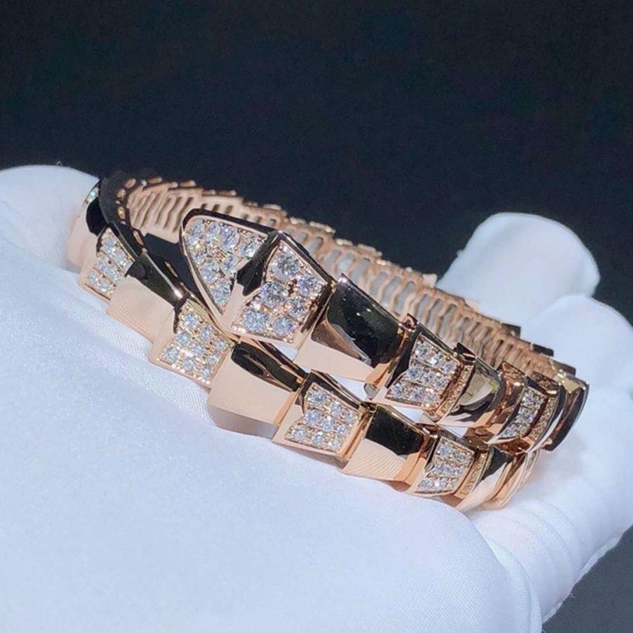[Panda Jewelry]SERPENTI WIDE BRACELET PINK GOLD DIAMOND
