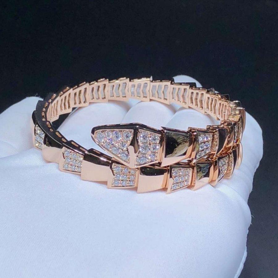 [Panda Jewelry]SERPENTI WIDE BRACELET PINK GOLD DIAMOND