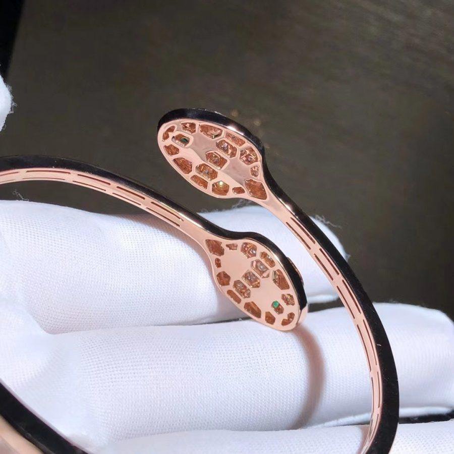 [Panda Jewelry]SERPENTI BRACELET PINK GOLD MALACHITE DIAMOND DOUBLE SNAKE