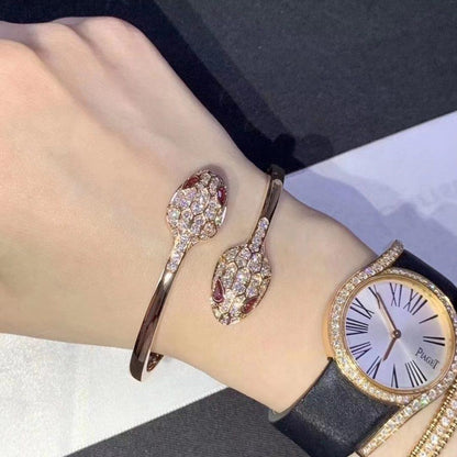 [Panda Jewelry]SERPENTI BRACELET PINK GOLD DIAMOND DOUBLE SNAKE