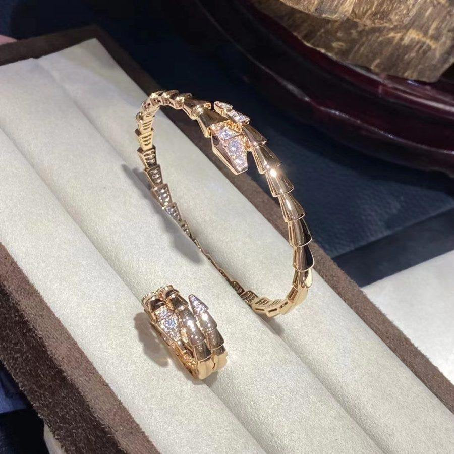 [Panda Jewelry]SERPENTI BRACELET DIAMONDS PINK GOLD