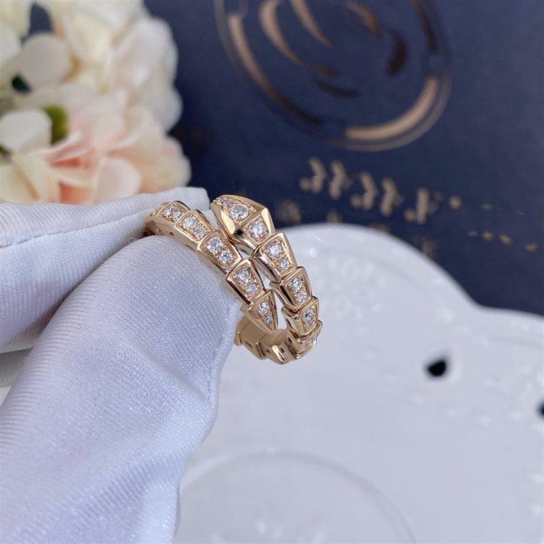 [Panda Jewelry]SERPENTI RING PINK GOLD DIAMOND PAVED 4MM