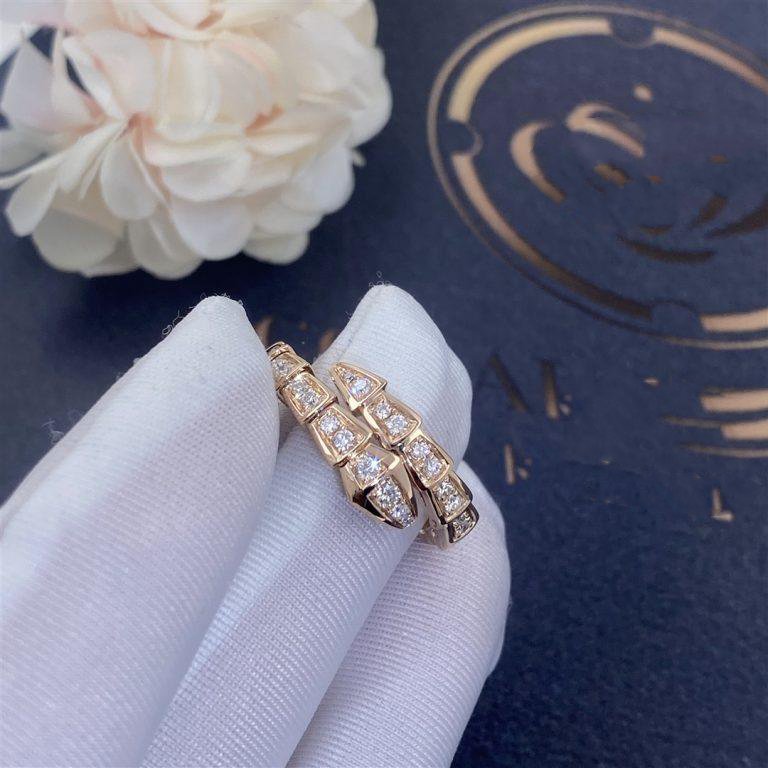 [Panda Jewelry]SERPENTI RING PINK GOLD DIAMOND PAVED 4MM