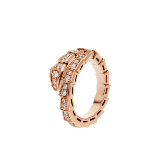 [Panda Jewelry]SERPENTI RING PINK GOLD DIAMOND PAVED 4MM