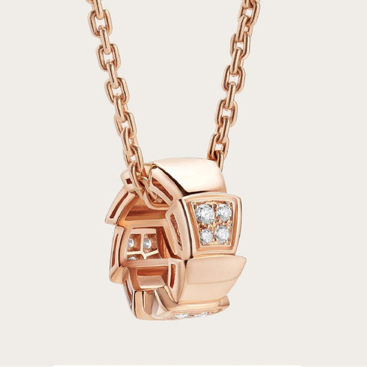 [Panda Jewelry]SERPENTI PEDANT DIAMOND PINK GOLD NECKLACE