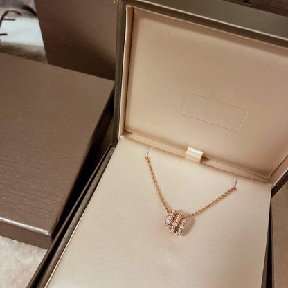 [Panda Jewelry]SERPENTI PINK GOLD NECKLACE DOUBLE RING DIAMOND