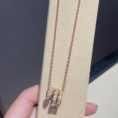 [Panda Jewelry]SERPENTI PINK GOLD NECKLACE DOUBLE RING DIAMOND