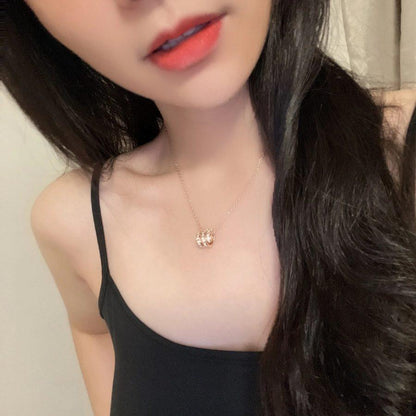 [Panda Jewelry]SERPENTI PINK GOLD NECKLACE DOUBLE RING DIAMOND