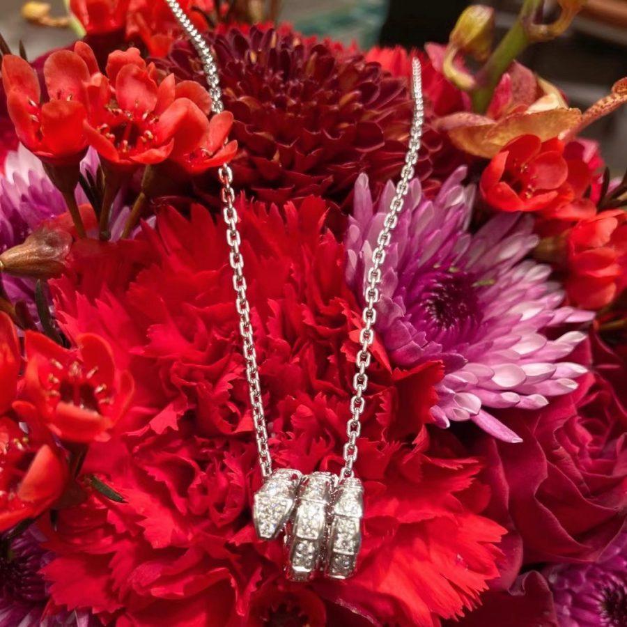 [Panda Jewelry]SERPENTI  NECKLACE DOUBLE RING DIAMOND