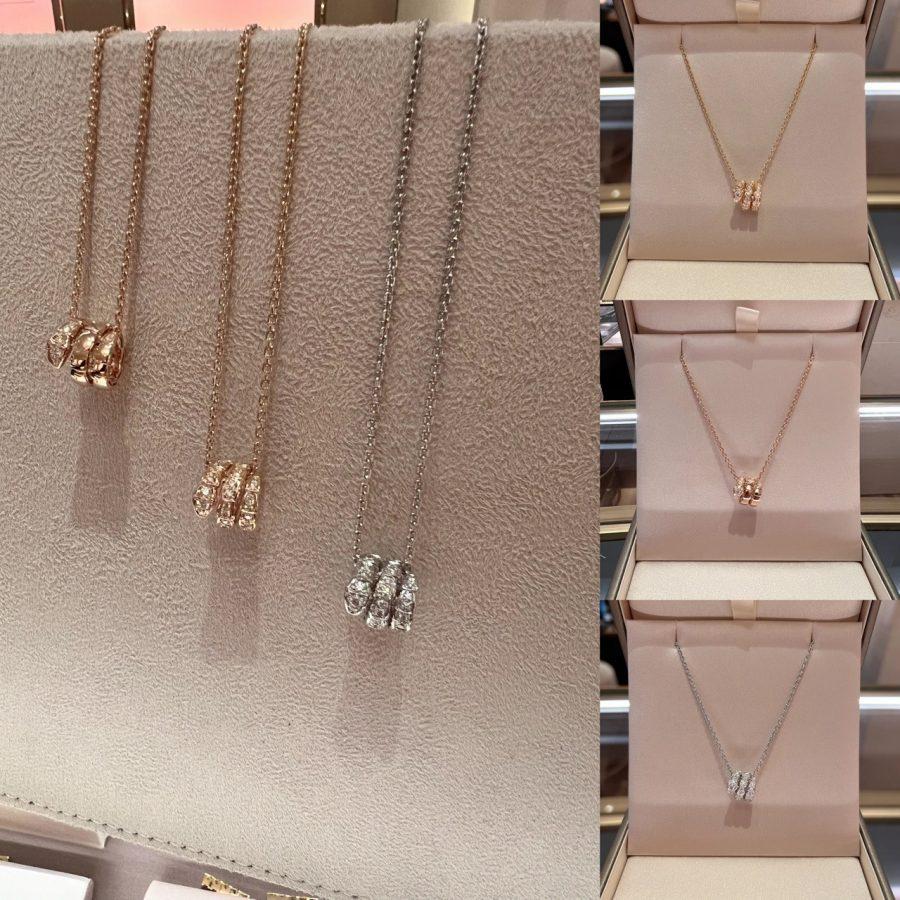 [Panda Jewelry]SERPENTI  NECKLACE DOUBLE RING DIAMOND