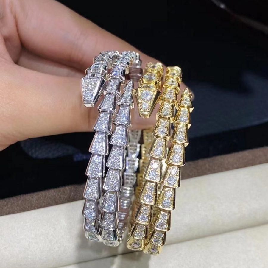 [Panda Jewelry]SERPENTI BRACELET GOLD DIAMOND DOUBLE ROW
