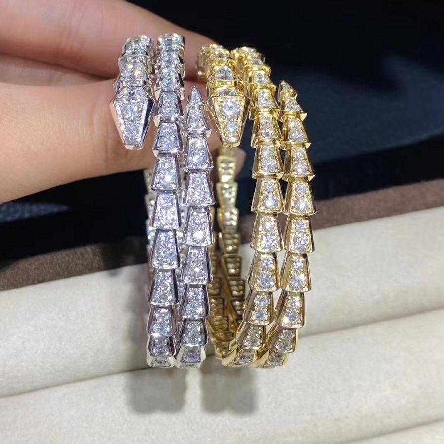[Panda Jewelry]SERPENTI BRACELET GOLD DIAMOND DOUBLE ROW