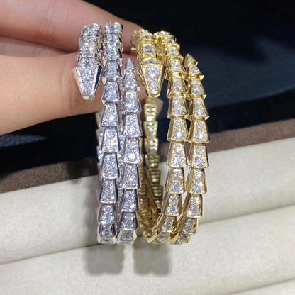 [Panda Jewelry]SERPENTI BRACELET GOLD DIAMOND DOUBLE ROW
