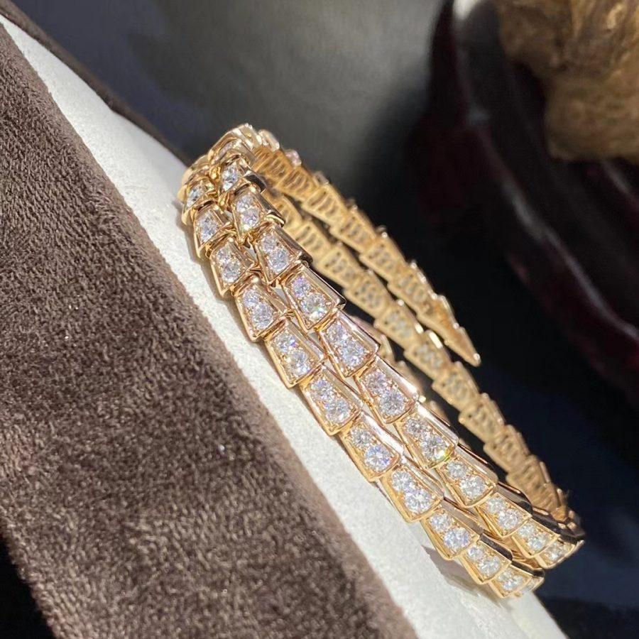[Panda Jewelry]SERPENTI BRACELET GOLD DIAMOND DOUBLE ROW