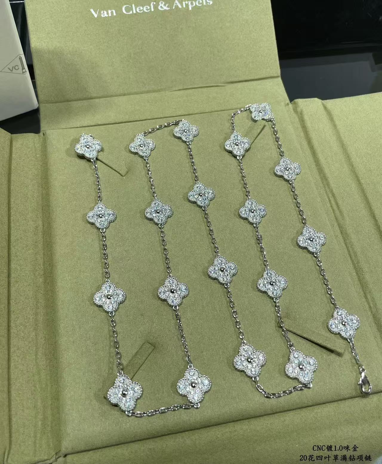 [Panda Jewelry]CLOVER 20 MOTIFS FULL-DIAMOND NECKLACE