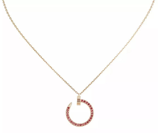 [Panda Jewelry]JUSTE NECKLACE GOLD RED DIAMONDS
